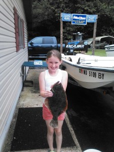 here is Miss Destiny with the 2 nd place flounder in the youth division in the Sea Hawk flounder Tounament