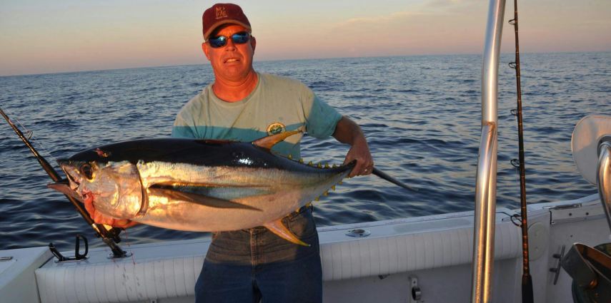 Here is Capt. Tim with a nice yellowfin.  Tims got the offshore bug for sure.