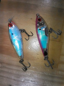 Here is a pic of a couple of the suspending twitch baits we have been using. Both the mirrdine and the badonkadonk produce lots of strikes and lots of fun.